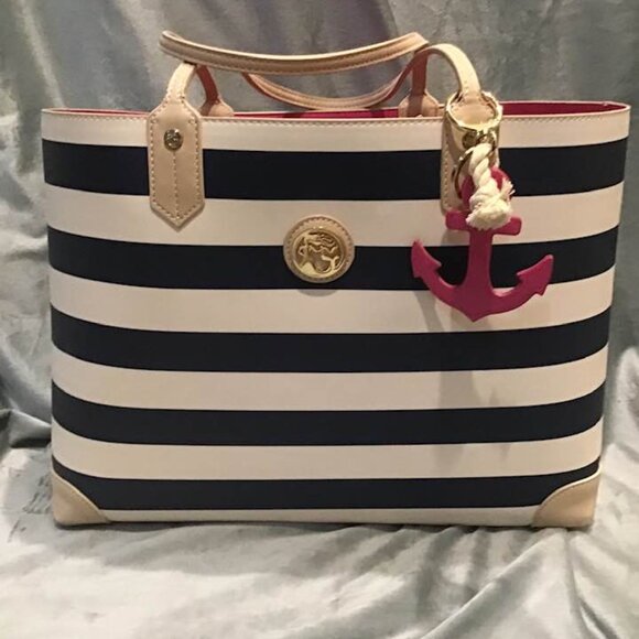 Spartina 449 Navy Stripe Tote Bag Set - Picture 2 of 11